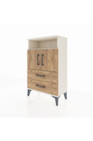 Arges Komodin 2 Raflı 2 Çekmeceli 2 Kapaklı 60x30x96 Aytaşı-Çam