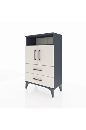 Arges Komodin 2 Raflı 2 Çekmeceli 2 Kapaklı 60x30x96 Antrasit-Aytaşı