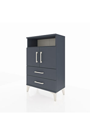 Arges Komodin 2 Raflı 2 Çekmeceli 2 Kapaklı 60x30x96 Antrasit-Antrasit