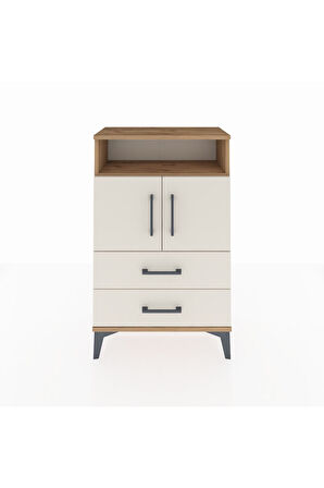 Arges Komodin 2 Raflı 2 Çekmeceli 2 Kapaklı 60x30x96 Çam-Aytaşı