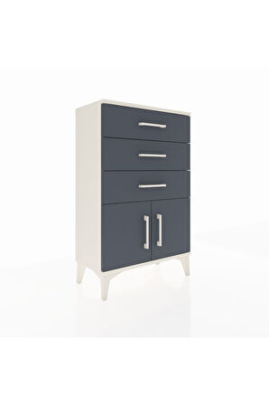 Arges Komodin 3 Çekmeceli 2 Kapaklı 60x30x96 Aytaşı-Antrasit