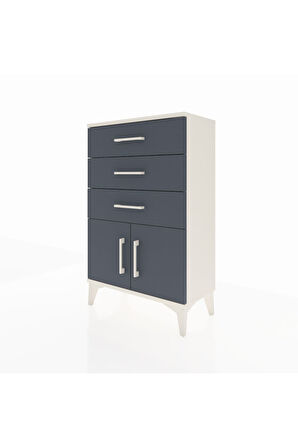 Arges Komodin 3 Çekmeceli 2 Kapaklı 60x30x96 Aytaşı-Antrasit