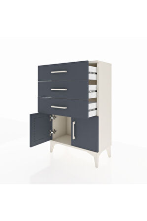 Arges Komodin 3 Çekmeceli 2 Kapaklı 60x30x96 Aytaşı-Antrasit
