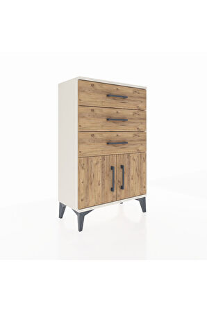 Arges Komodin 3 Çekmeceli 2 Kapaklı 60x30x96 Aytaşı-Çam