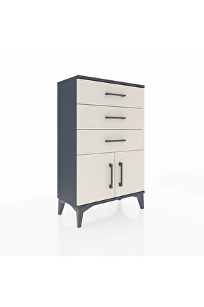 Arges Komodin 3 Çekmeceli 2 Kapaklı 60x30x96 Antrasit-Aytaşı