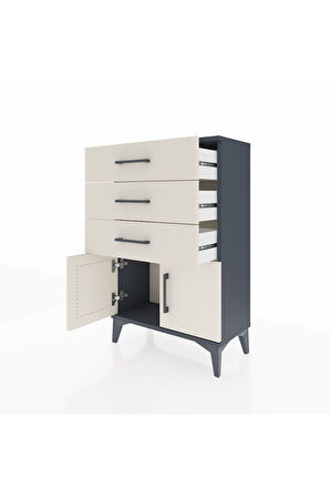 Arges Komodin 3 Çekmeceli 2 Kapaklı 60x30x96 Antrasit-Aytaşı