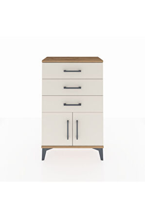 Arges Komodin 3 Çekmeceli 2 Kapaklı 60x30x96 Çam-Aytaşı