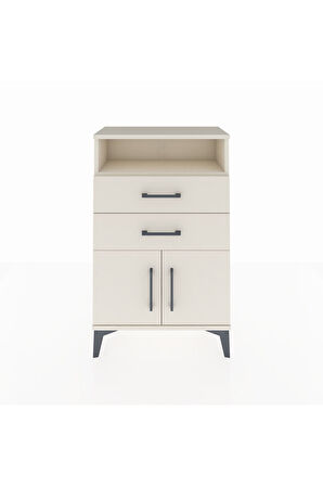 Arges Komodin Tek Raflı 2 Çekmeceli 2 Kapaklı 60x30x96 Aytaşı-Aytaşı