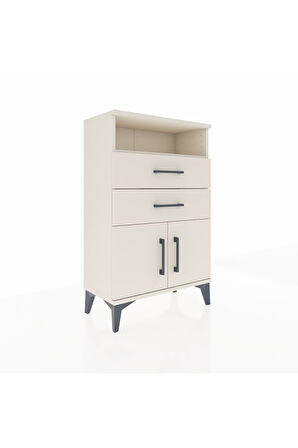 Arges Komodin Tek Raflı 2 Çekmeceli 2 Kapaklı 60x30x96 Aytaşı-Aytaşı