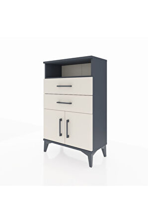 Arges Komodin Tek Raflı 2 Çekmeceli 2 Kapaklı 60x30x96 Antrasit-Aytaşı