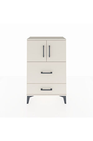 Arges Komodin Tek Raflı 2 Çekmeceli 2 Kapaklı 60x30x96 Aytaşı-Aytaşı