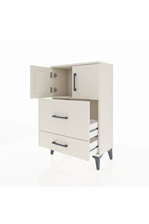 Arges Komodin Tek Raflı 2 Çekmeceli 2 Kapaklı 60x30x96 Aytaşı-Aytaşı