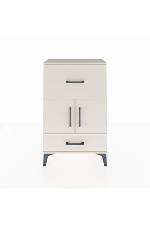 Arges Komodin Tek Raflı 2 Çekmeceli 2 Kapaklı 60x30x96 Aytaşı-Aytaşı