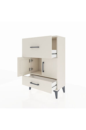 Arges Komodin Tek Raflı 2 Çekmeceli 2 Kapaklı 60x30x96 Aytaşı-Aytaşı