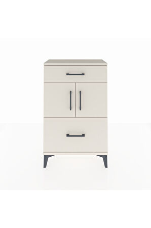 Arges Komodin Tek Raflı 2 Çekmeceli 2 Kapaklı 60x30x96 Aytaşı-Aytaşı