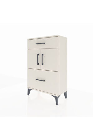 Arges Komodin Tek Raflı 2 Çekmeceli 2 Kapaklı 60x30x96 Aytaşı-Aytaşı