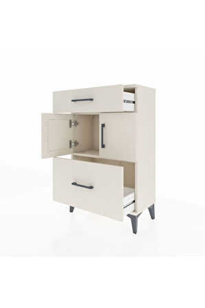 Arges Komodin Tek Raflı 2 Çekmeceli 2 Kapaklı 60x30x96 Aytaşı-Aytaşı