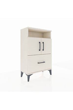 Arges Komodin 2 Raflı Tek Çekmeceli 2 Kapaklı 60x30x96 Aytaşı-Aytaşı