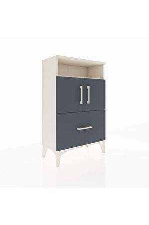 Arges Komodin 2 Raflı Tek Çekmeceli 2 Kapaklı 60x30x96 Aytaşı-Antrasit