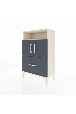 Arges Komodin 2 Raflı Tek Çekmeceli 2 Kapaklı 60x30x96 Aytaşı-Antrasit