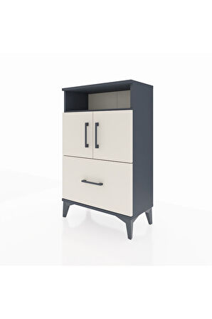 Arges Komodin 2 Raflı Tek Çekmeceli 2 Kapaklı 60x30x96 Antrasit-Aytaşı