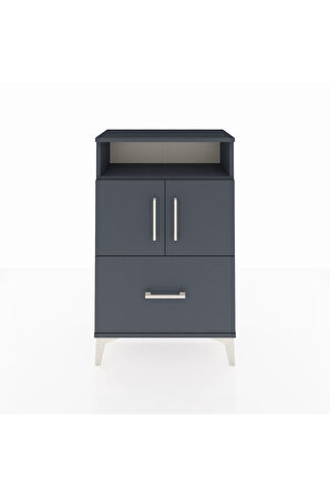 Arges Komodin 2 Raflı Tek Çekmeceli 2 Kapaklı 60x30x96 Antrasit-Antrasit