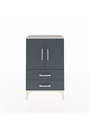 Arges Komodin 2 Raflı 2 Çekmeceli 2 Kapaklı 60x30x96 Aytaşı-Antrasit