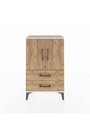 Arges Komodin 2 Raflı 2 Çekmeceli 2 Kapaklı 60x30x96 Aytaşı-Çam