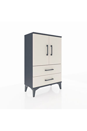 Arges Komodin 2 Raflı 2 Çekmeceli 2 Kapaklı 60x30x96 Antrasit-Aytaşı