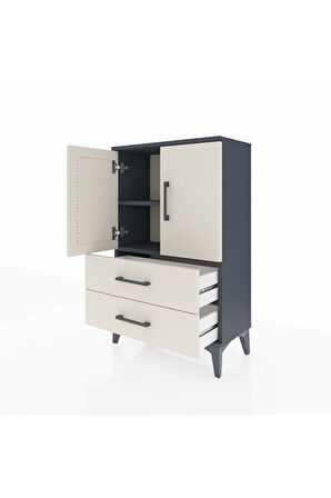 Arges Komodin 2 Raflı 2 Çekmeceli 2 Kapaklı 60x30x96 Antrasit-Aytaşı