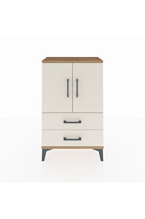 Arges Komodin 2 Raflı 2 Çekmeceli 2 Kapaklı 60x30x96 Çam-Aytaşı