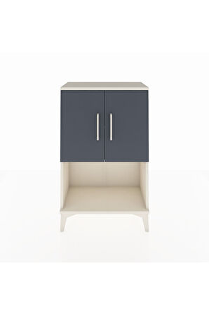 Arges Komodin 2 Raflı 2 Kapaklı 60x30x96 Aytaşı-Antrasit