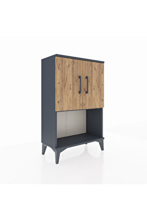 Arges Komodin 2 Raflı 2 Kapaklı 60x30x96 Antrasit-Çam