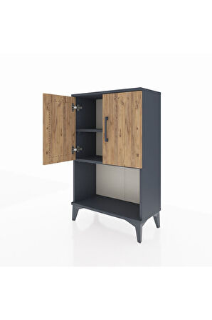 Arges Komodin 2 Raflı 2 Kapaklı 60x30x96 Antrasit-Çam