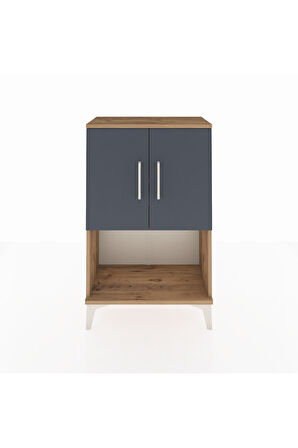 Arges Komodin 2 Raflı 2 Kapaklı 60x30x96 Çam-Antrasit