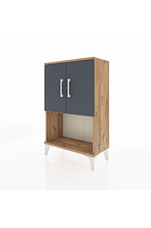 Arges Komodin 2 Raflı 2 Kapaklı 60x30x96 Çam-Antrasit