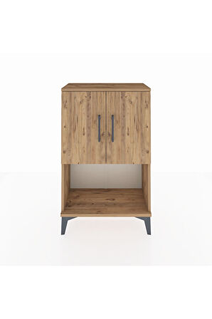 Arges Komodin 2 Raflı 2 Kapaklı 60x30x96 Çam-Çam