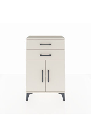 Arges Komodin Tek Raflı 2 Çekmeceli 2 Kapaklı 60x30x96 Aytaşı-Aytaşı