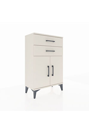 Arges Komodin Tek Raflı 2 Çekmeceli 2 Kapaklı 60x30x96 Aytaşı-Aytaşı