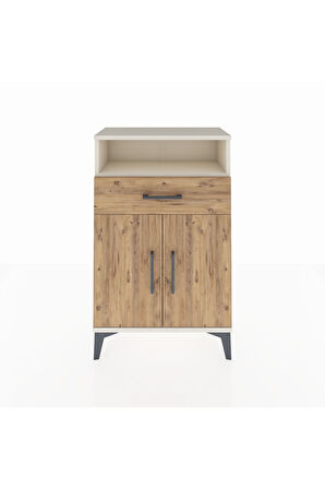 Arges Komodin 2 Raflı Tek Çekmeceli 2 Kapaklı 60x30x96 Aytaşı-Çam