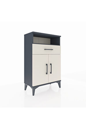 Arges Komodin 2 Raflı Tek Çekmeceli 2 Kapaklı 60x30x96 Antrasit-Aytaşı