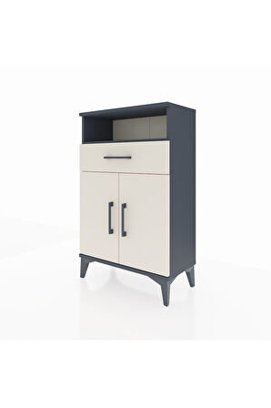 Arges Komodin 2 Raflı Tek Çekmeceli 2 Kapaklı 60x30x96 Antrasit-Aytaşı