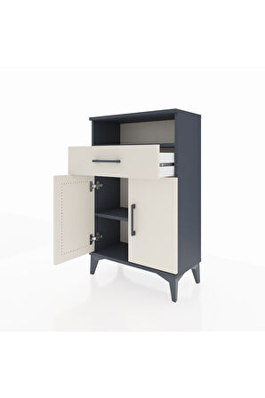 Arges Komodin 2 Raflı Tek Çekmeceli 2 Kapaklı 60x30x96 Antrasit-Aytaşı