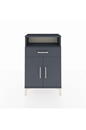 Arges Komodin 2 Raflı Tek Çekmeceli 2 Kapaklı 60x30x96 Antrasit-Antrasit