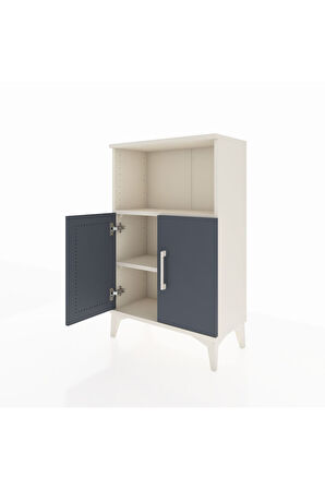 Arges Komodin 2 Raflı 2 Kapaklı 60x30x96 Aytaşı-Antrasit