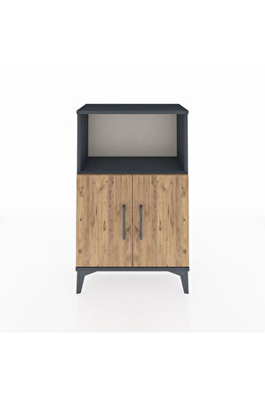 Arges Komodin 2 Raflı 2 Kapaklı 60x30x96 Antrasit-Çam