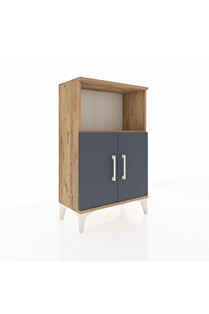 Arges Komodin 2 Raflı 2 Kapaklı 60x30x96 Çam-Antrasit