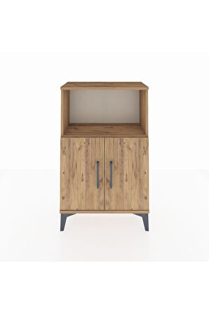 Arges Komodin 2 Raflı 2 Kapaklı 60x30x96 Çam-Çam