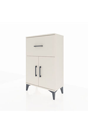 Arges Komodin Tek Raflı Tek Çekmeceli 2 Kapaklı 60x30x96 Aytaşı-Aytaşı