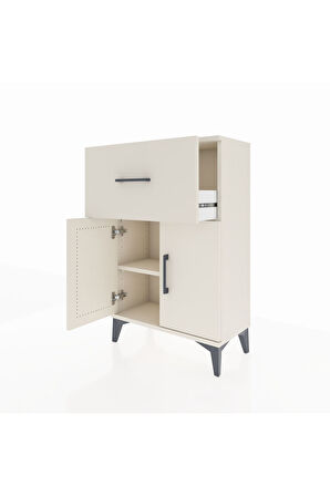 Arges Komodin Tek Raflı Tek Çekmeceli 2 Kapaklı 60x30x96 Aytaşı-Aytaşı